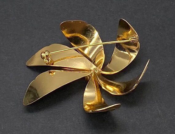 Vintage 18k RGP Germany Flower Petal Brooch Pin - image 3