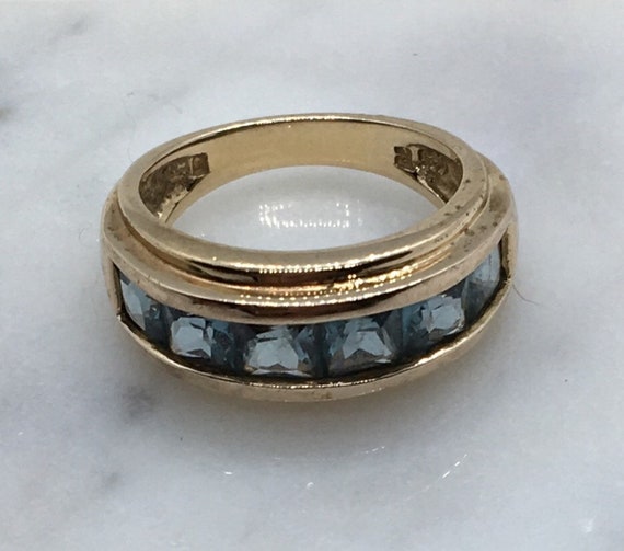 Gold over sterling blue topaz ring Vintage Jewelry - image 2