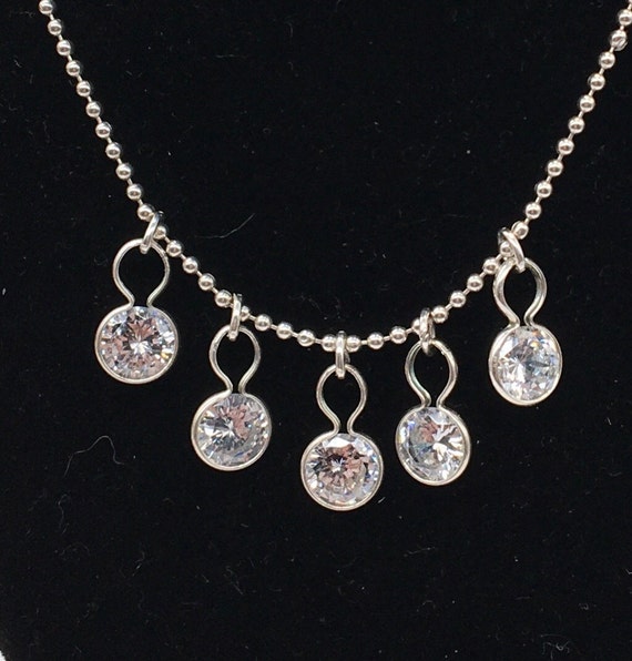 Sterling Silver CZ Floating Necklace in Sterling S