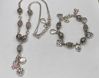 Brighton Power of Pink Charm Necklace & Bracelet Set, Pink Quartz