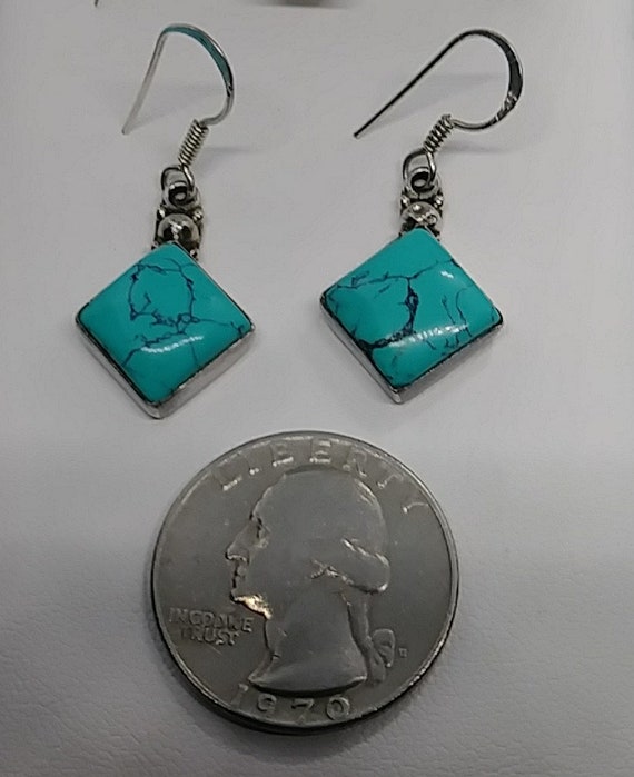 Vintage 925 sterling silver turquoise earrings - image 2