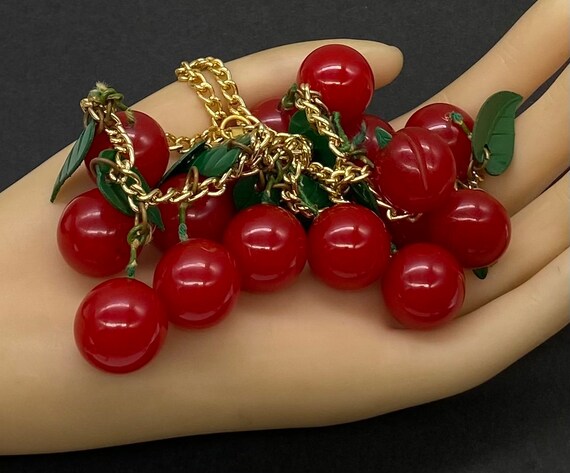 Antique Bakelite Celluloid Art Deco Red Cherries … - image 4