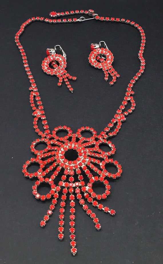 Vintage Jewelry Rhinestone Necklace & Earring Set