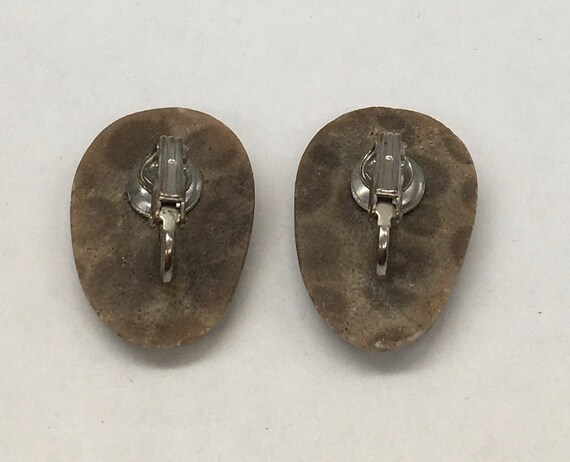 Vintage Petoskey Stone Clip Earrings - image 3