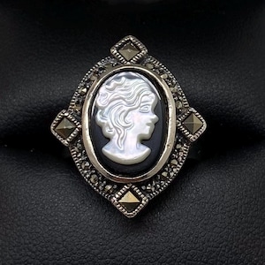 Vintage Art Deco Sterling Siver Cameo Ring Size 6