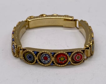 Antique Micro Mosaic Italy Gold Tone Bracelet