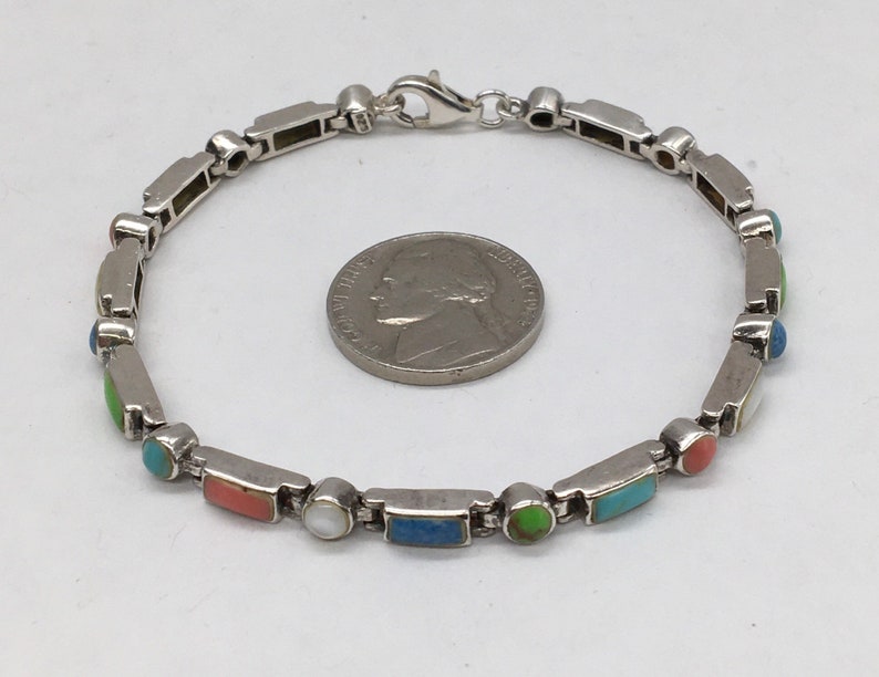 Vintage Sterling Multi Gems Bracelet