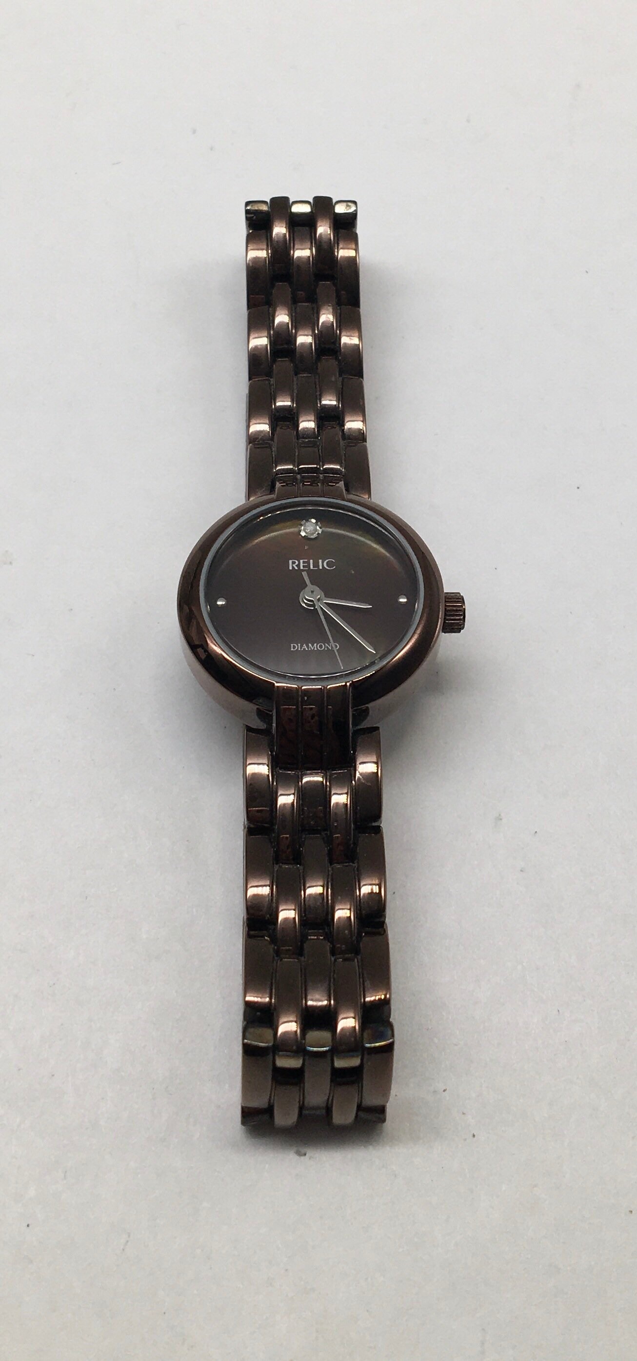 Relic Chocolate Diamond Quartz Watch Ladies Watch Etsy