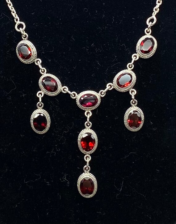 Vintage Garnet Necklace Silver Antique Austro-Hungarian Silver