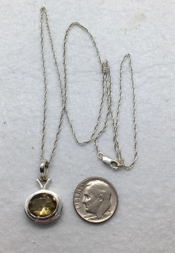 Vintage 925 sterling citrine stone necklace - image 2