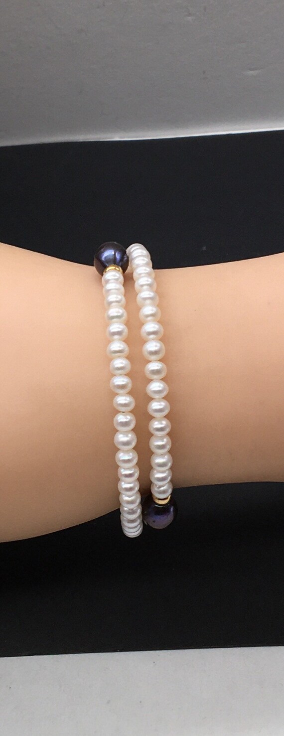 Vintage Genuine Pearl Bracelet Wrapped Around Byp… - image 3