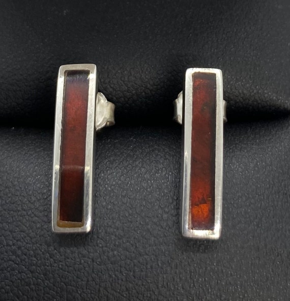 Vintage Art Deco Sterling Silver Amber Earrings