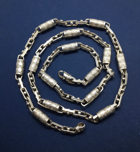 Vintage Jewelry Sterling silver tube links chunky