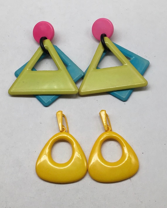 Vintage 80’s Geometric Dangle Earrings - image 1