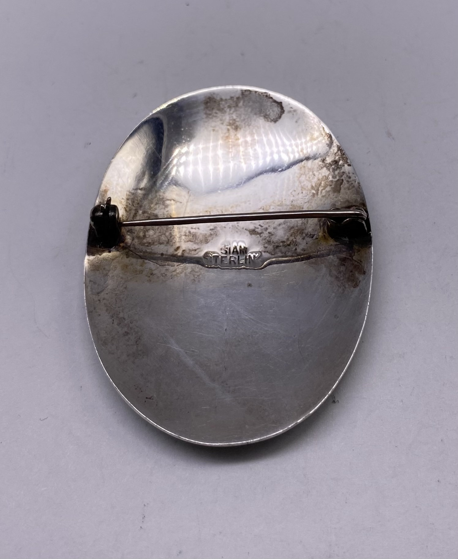 ヴィンテージ シルバー製 ブローチ 宝石 ガーネット アールデコ