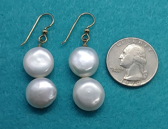 Vintage gold filled natural pearl earrings - image 2