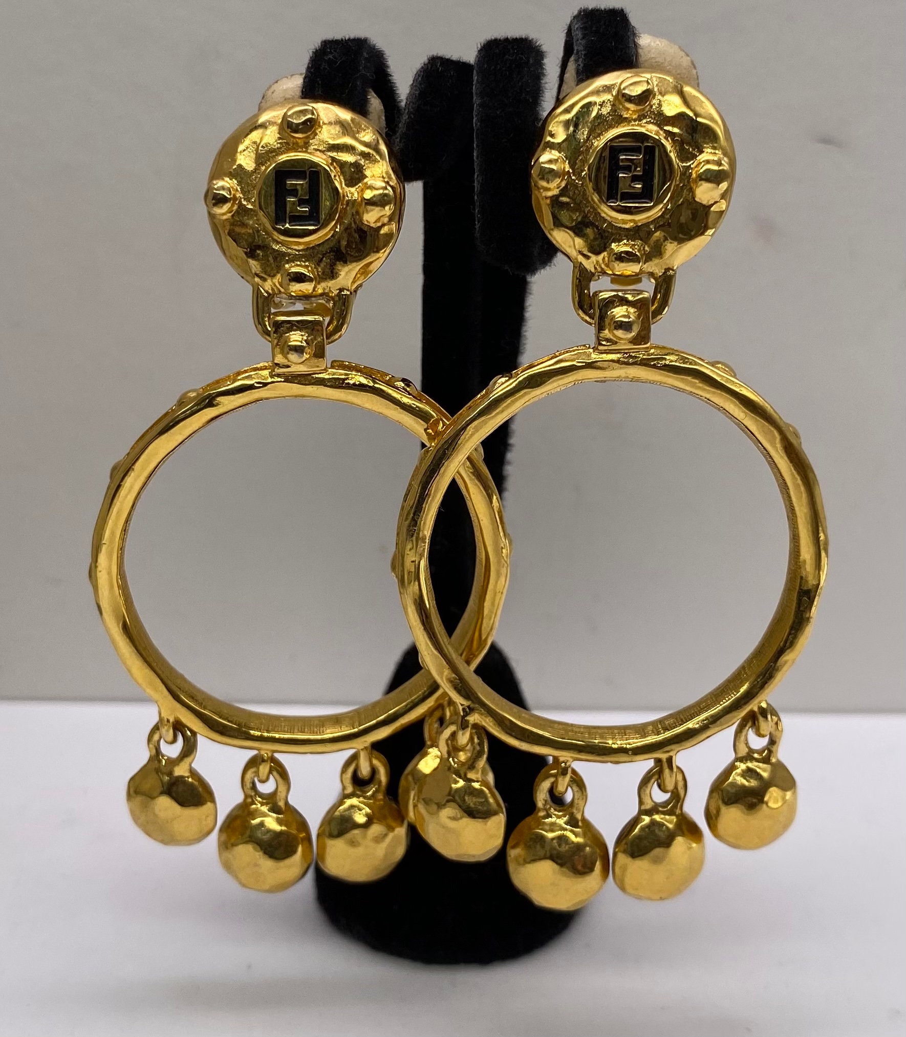 FENDI Metal FF Hoop Earrings Gold 1273792