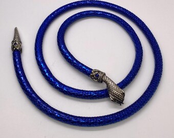 Vintage DL AULD Black Metal Mesh SNAKE Belt or Necklace Red  display picture 2