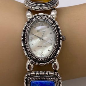 Sterling silver watch panther band 59 grams needs battery HEAVY Panther Quartz Watch - Etsy main image 3