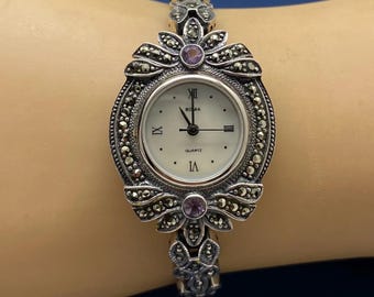 ヴィンテージ BOMA スターリング 925 レディース 腕時計 ヴィンテージ BOMA スターリングウォッチ マーカサイト＆アメジスト