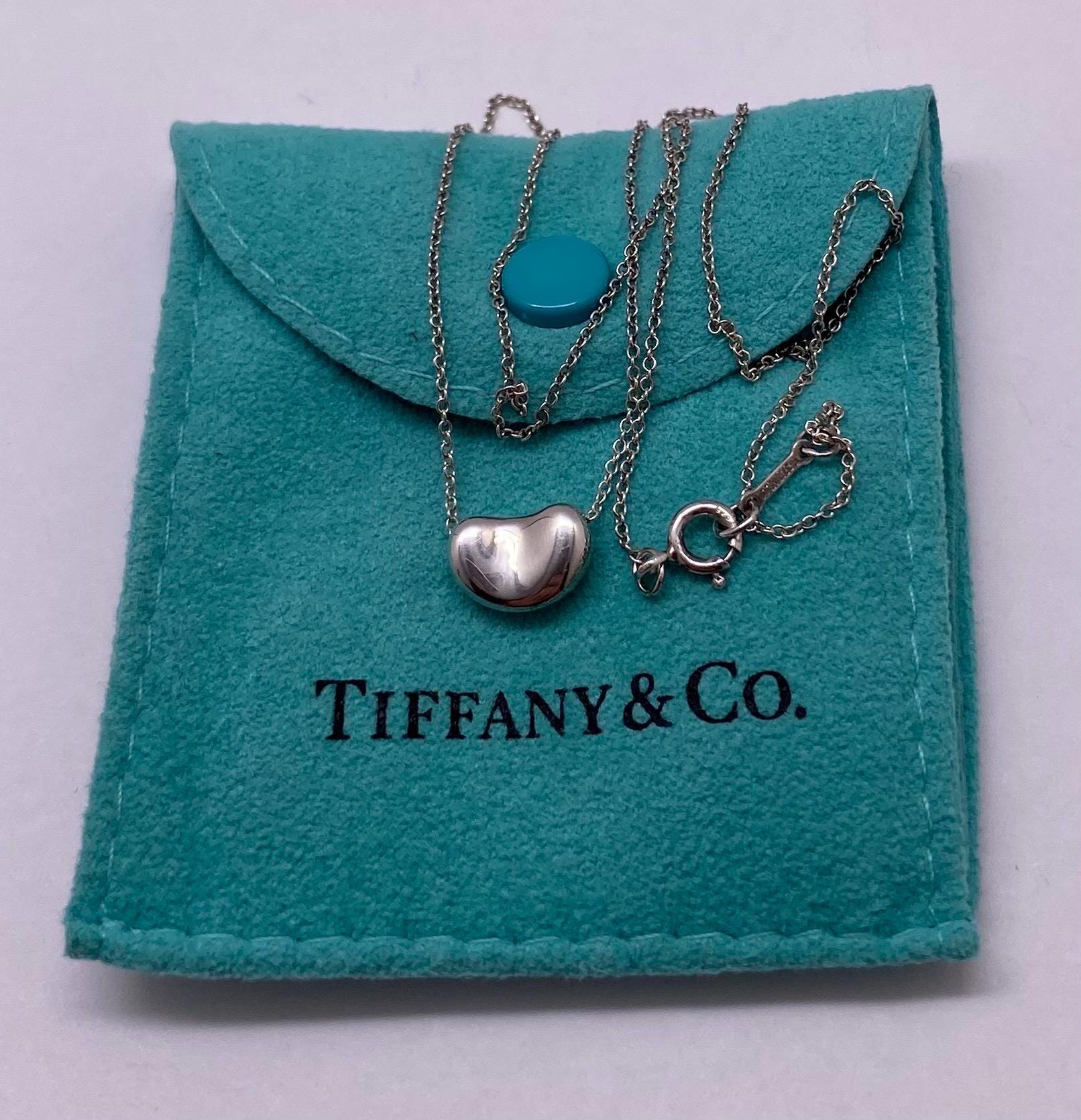 Tiffany & Co 925 Sterling Silver Peretti Bean Heart Necklace 16