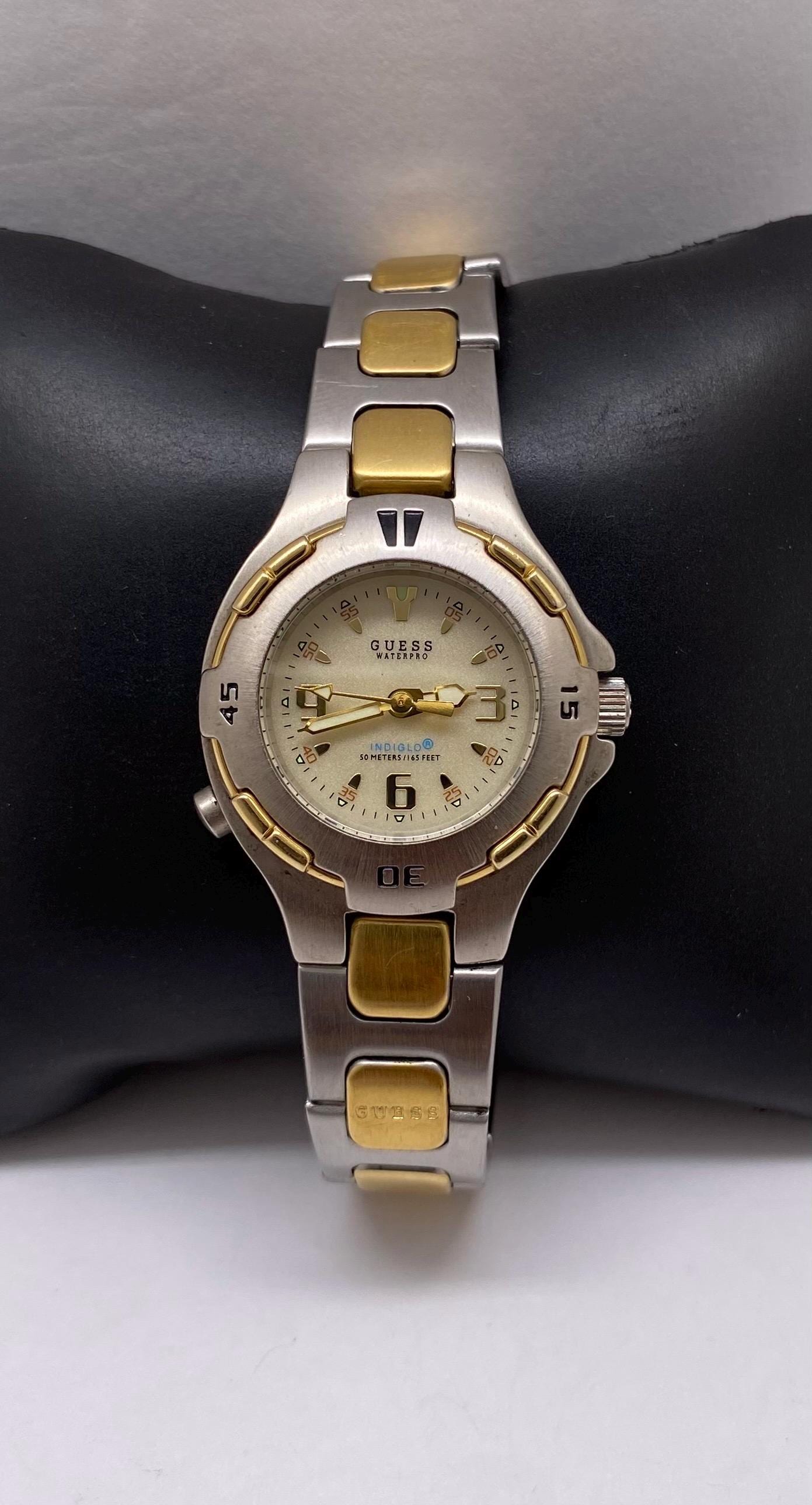 Vintage Guess Waterpro Indiglo Watch Two Tone Women display picture 2