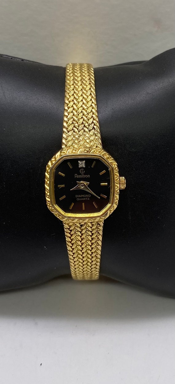 Vintage Gold Plated Armitron Diamond Watch