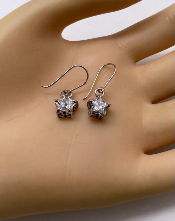Silpada Sterling Silver Star Earrings Cubic Zirconia Dangle Earrings View 3