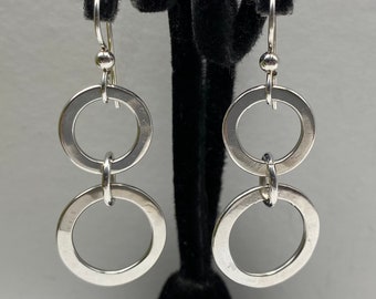 Pendientes colgantes circulares de plata de ley