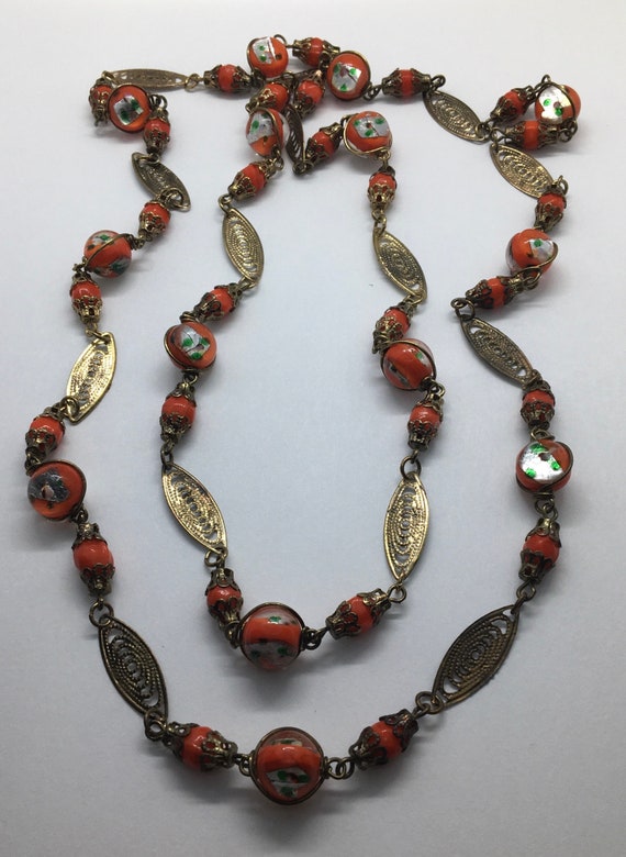 Antique Jewelry Art Deco Czech foil beads filigree