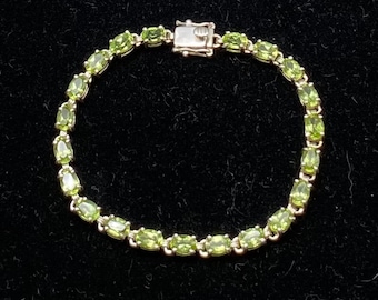 Vintage Sterling Silver Green Peridot Tennis Bracelet