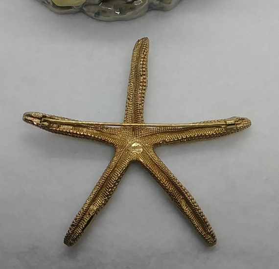 Huge starfish gold filled brooch pin - image 3