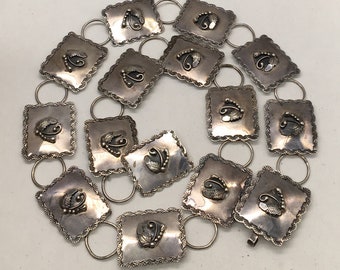 Old Pawn Hopi Sterling Silver Signed Victor Coochwytewa Concho Belt Necklace