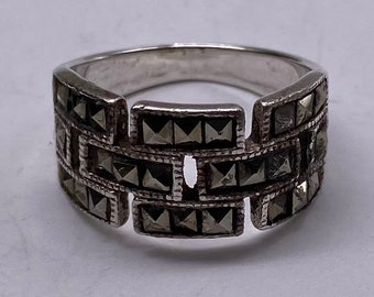Vintage Sterling Silver Marcasite Ring Size 6.5