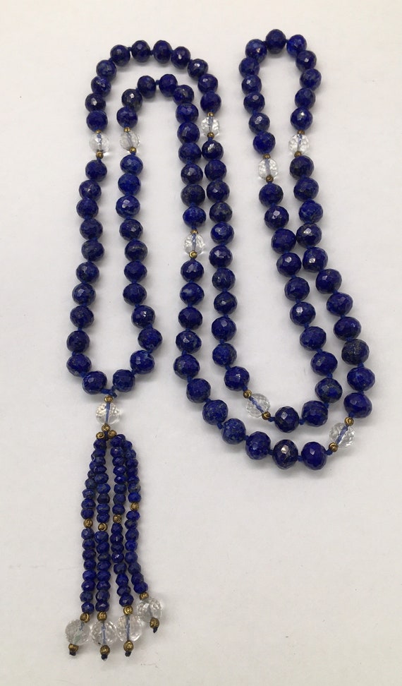 Vintage Blue Lapis Lazuli Faceted Bead Necklace - image 5