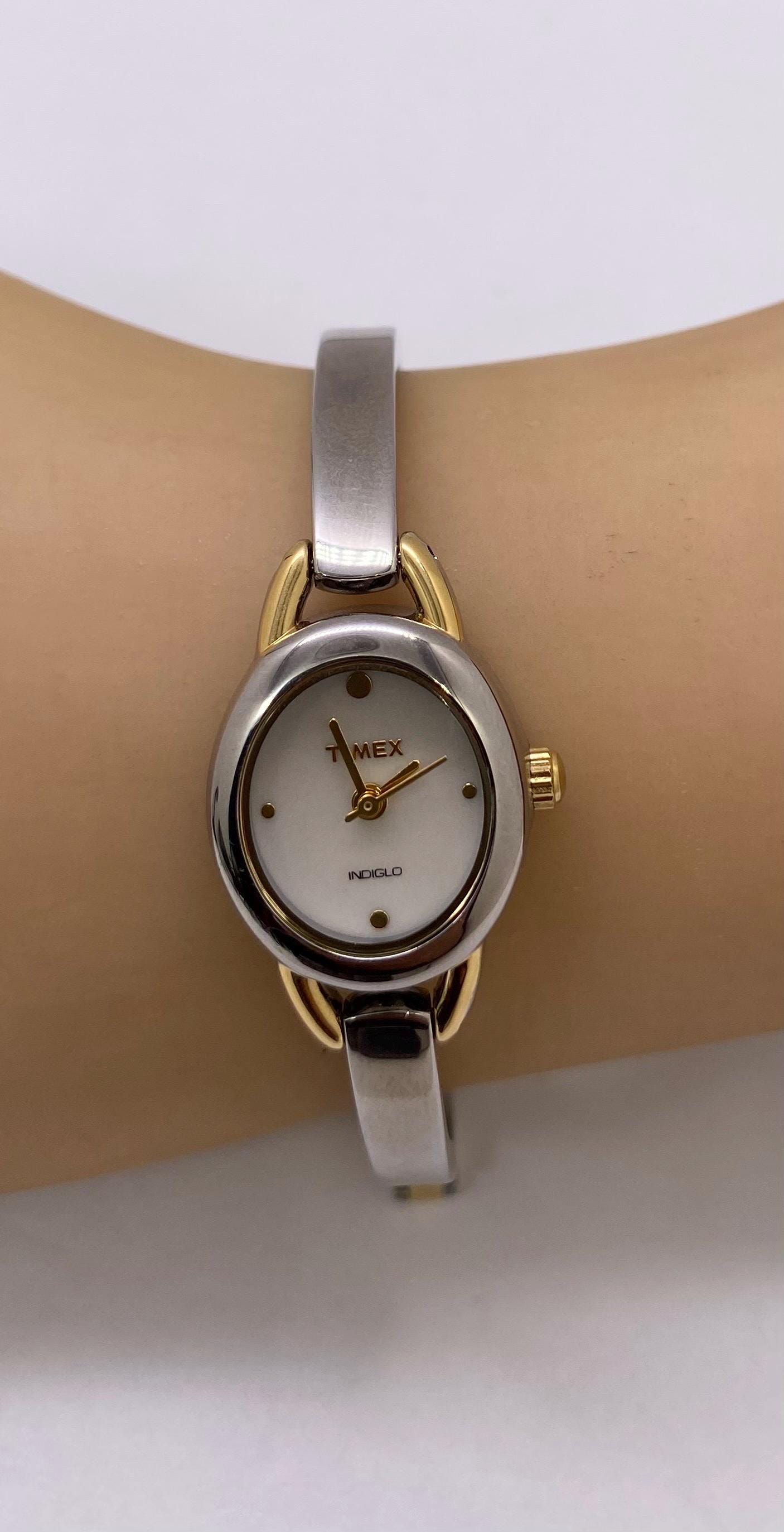 Working Vintage Timex Indiglo Ladies Watch i-Control Two Tone 28mm Fit 6.5\