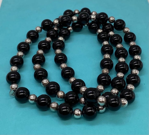 Tiffany & Co 925 Sterling Silver Ball Bead Black Onyx Bead
