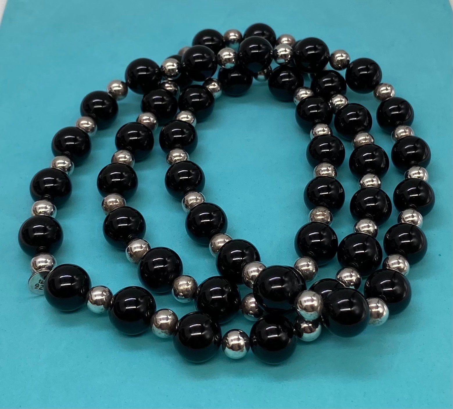 Tiffany & Co 925 Sterling Silver Ball Bead Black Onyx Bead