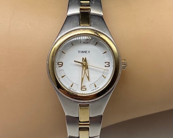 Vintage 2004 Timex‎ 30mm Women\'s Quartz Watch Two Tone SS Stretch Bracelet Vintage 2004 Timex 30mm Women main image 4