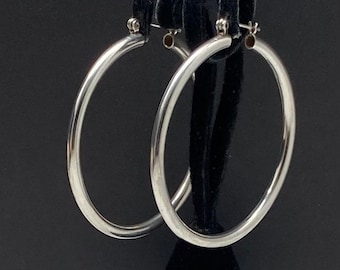 Vintage Sterling Silver Large Hoop Earrings