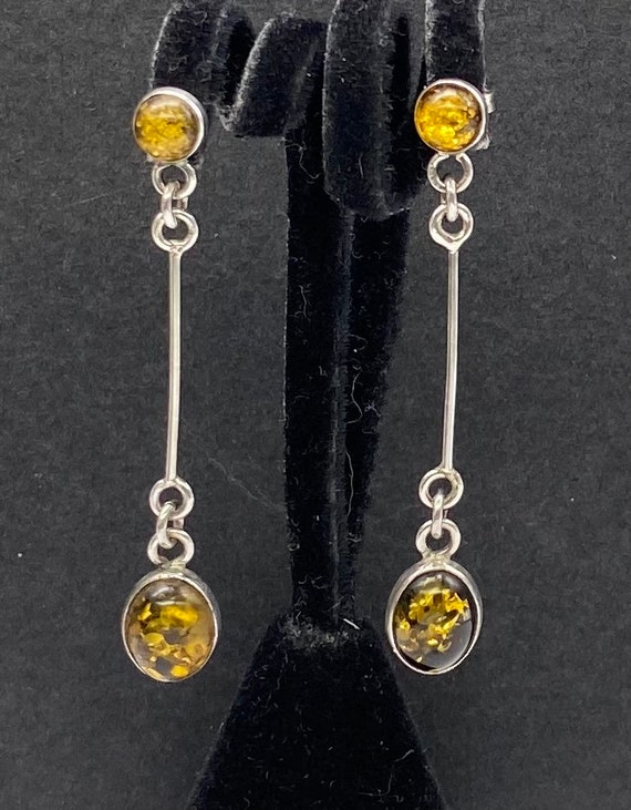 Boucles D'oreilles Vintage Clips - Cabochons Couleur Ambre - Occasion Bon état
