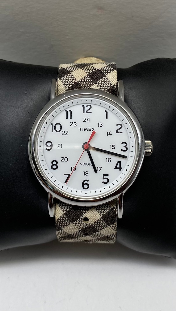 Timex Watch Indiglo 38mm Checker Band Watch