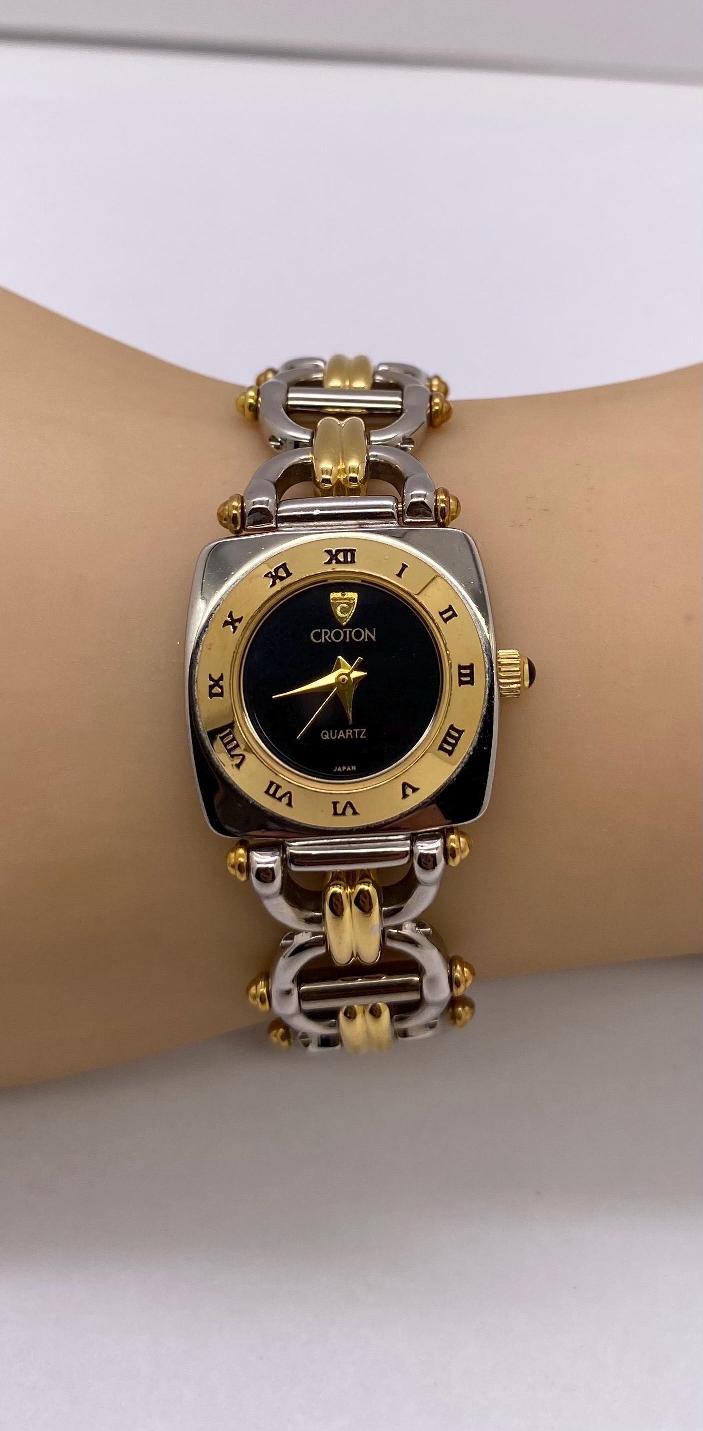 Croton Women\'s Watch 22MM Gold Dial Two‎ Tone Bracelet 7\
