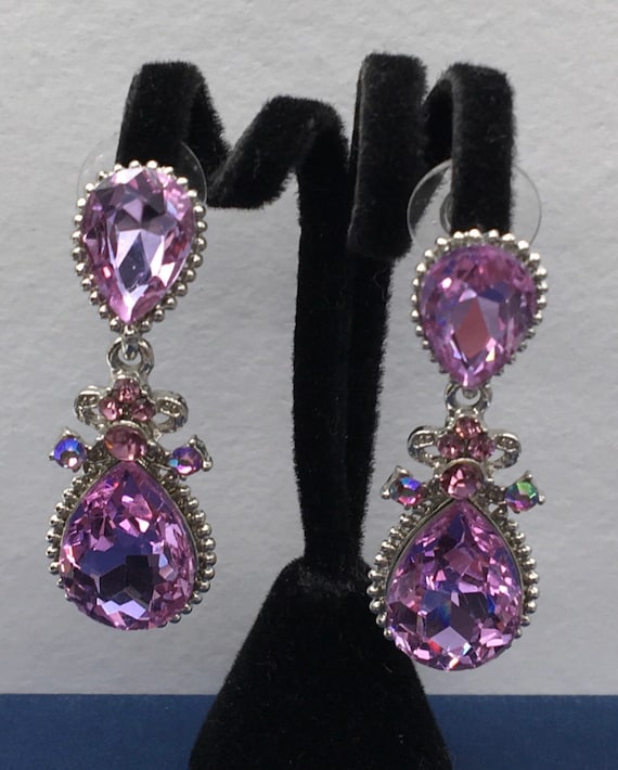 Vintage huge purple crystal earrings