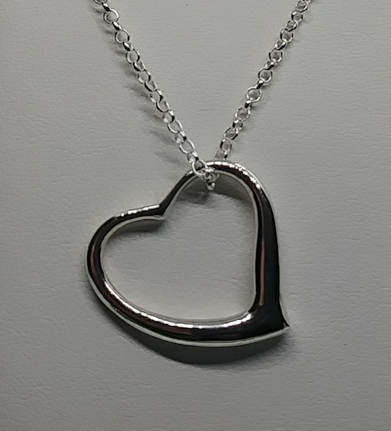 Vintage 925 sterling open heart pendant necklace - image 1