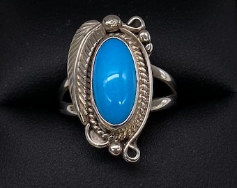 Vintage Sterling Silver Sleeping Beauty Turquoise Wrap Ring Size 4 to 6 ...
