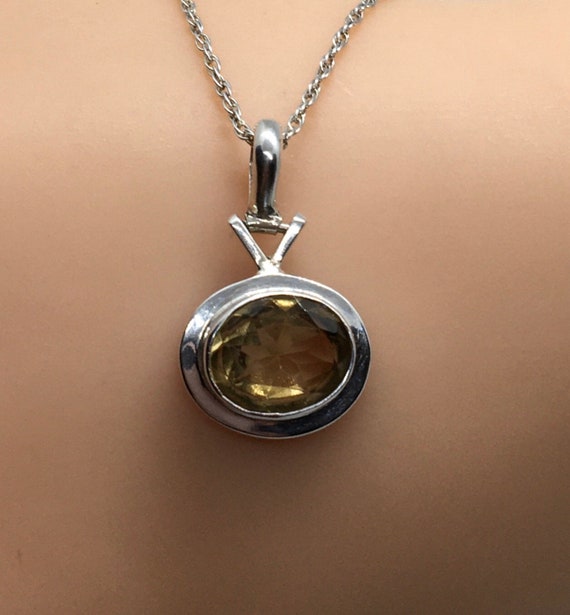 Vintage 925 sterling citrine stone necklace - image 3