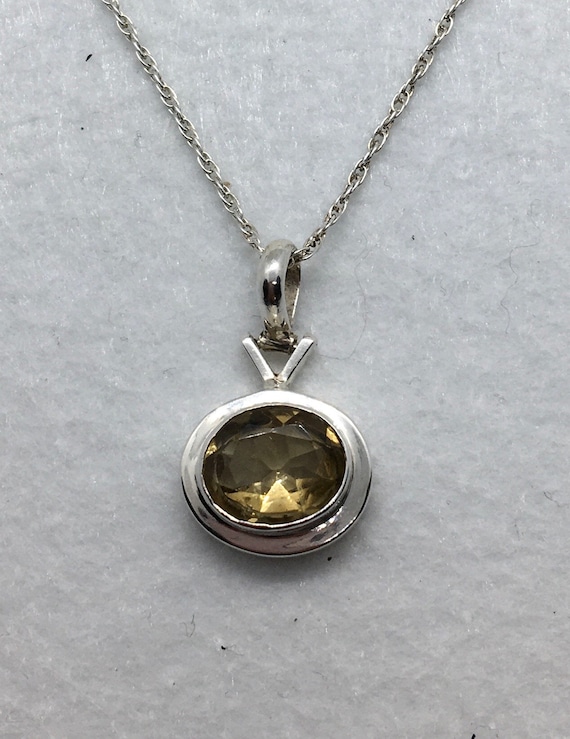 Vintage 925 sterling citrine stone necklace - image 1