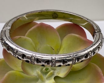 Vintage Brighton Silver Heart Shape with Crystal Bangle Bracelet