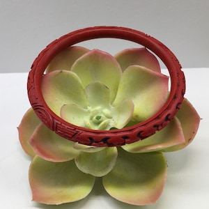 Bransoletka Vintage Jewelry Red Cinnabar Carved Bangle